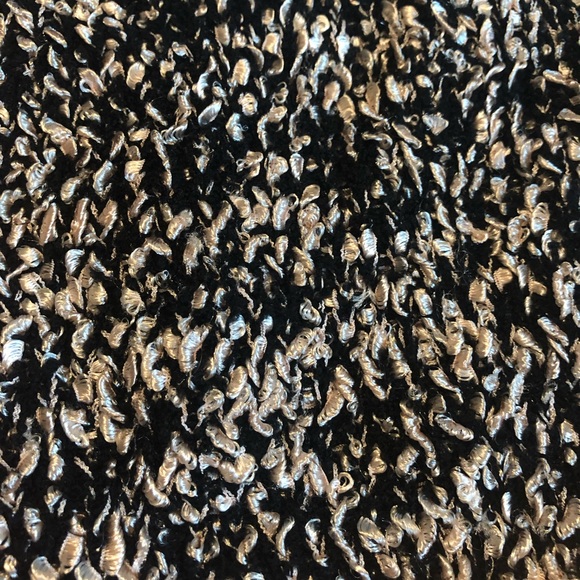 Chenille Poncho with Silky Thread Tassels Border Black/Peach OSFM - Picture 7 of 9